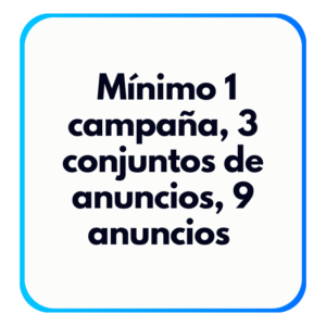 Mínimo 1 campaña, 3 conjuntos de anuncios, 9 anuncios